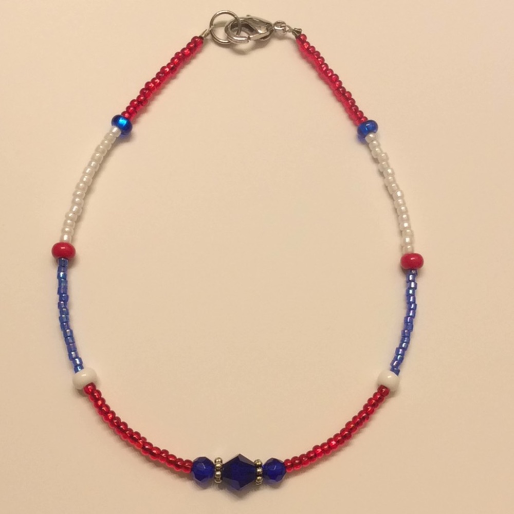 Women’s Anklet Handmade Red/White/&Blue